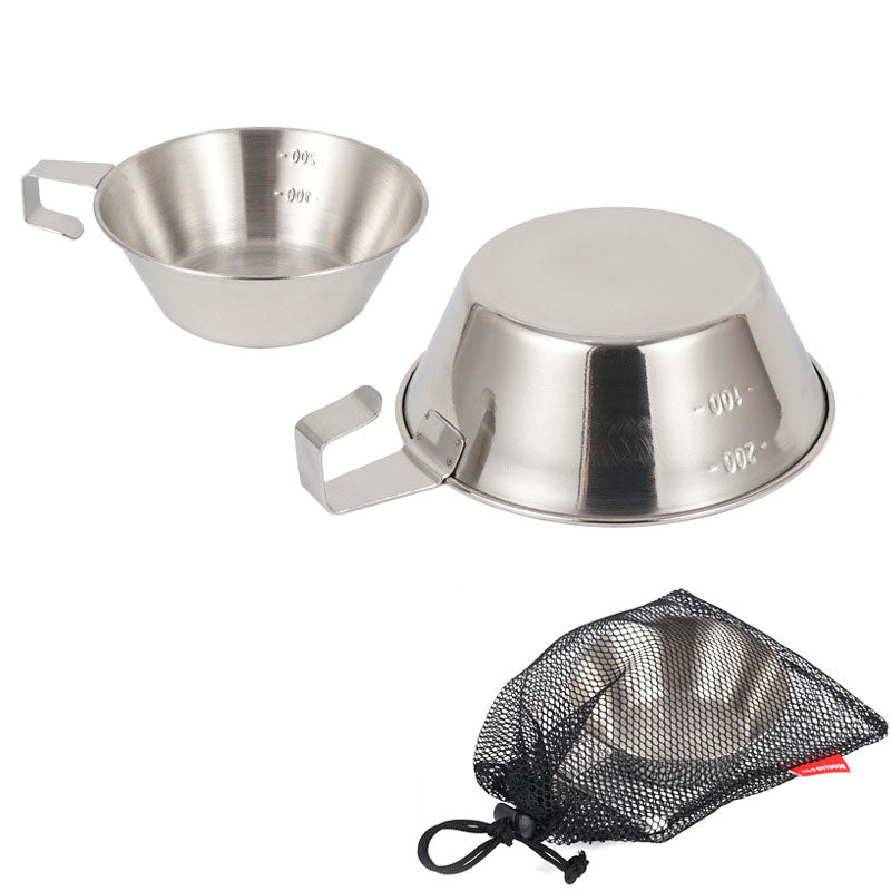 Outdoor 304 Stainless Steel Folding Bowl, Picnic Rice Bowl, Barbecue Folding Cup, Mountaineering Water Cup, Camping Portable Cooker