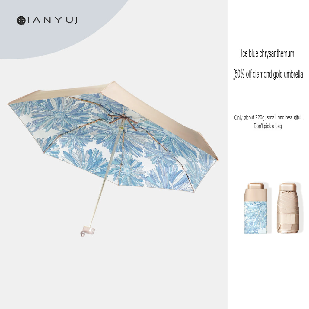 Mini sun umbrella, sun protection, compact, portable, sunny or rainy, anti-UV, women's 50% pocket ultra-light umbrella
