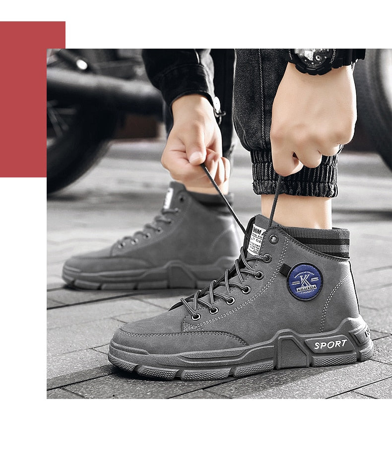 Men Autumn New Personality Fashion Casual Boots High-top Tooling Winter Shoes - MSWRB50424