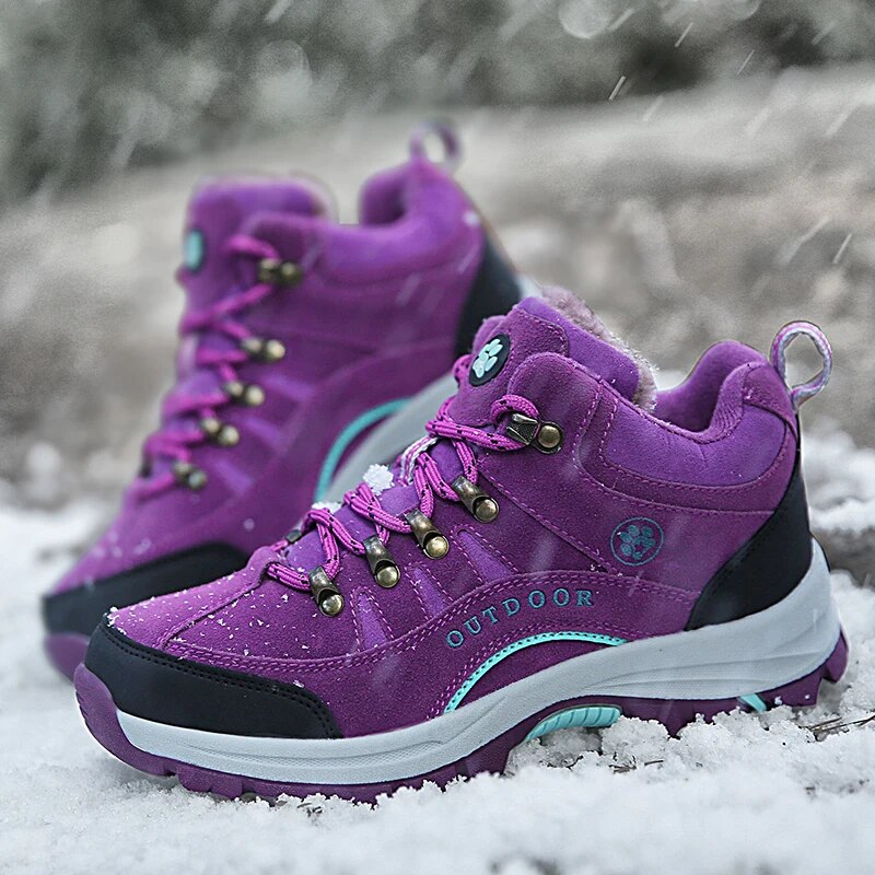 Women Hiking Winter Outdoor Sneakers Snow Boots Plush Mountain Snowboots Outdoor Tourism Jogging Shoes - WHS50192