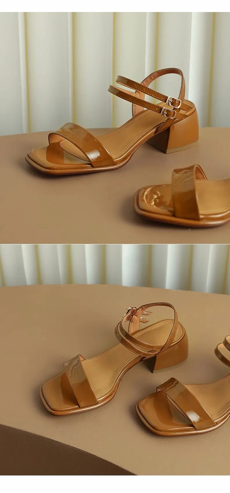 Women Fashion Sandals High Quality Ladies Shoes Double Buckle Mid Heel Shoes - WSD50224