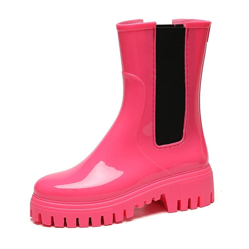 Women Rain Boots Waterproof Rubber Shoes New Arrivals Designer Platform Boots - WRB50153