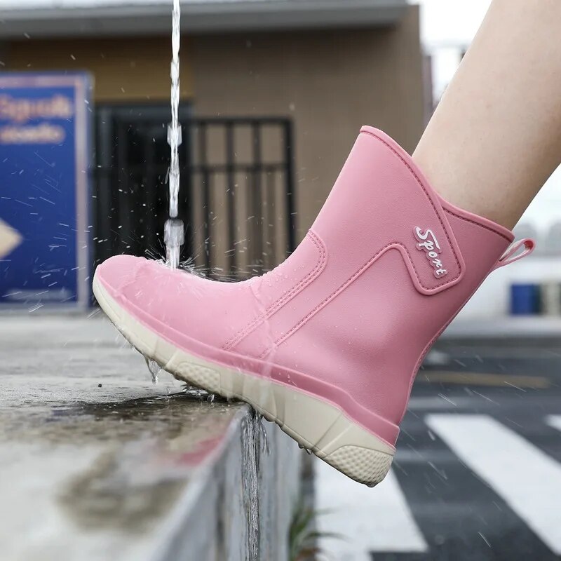 Women Rubber Boots Short  Ankle Rain Boots Fall Autumn Rain Waterproof Woman Shoes - WRB50123