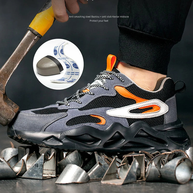 Men Work Sneakers Steel Toe Shoes Puncture-Proof Safety Shoes