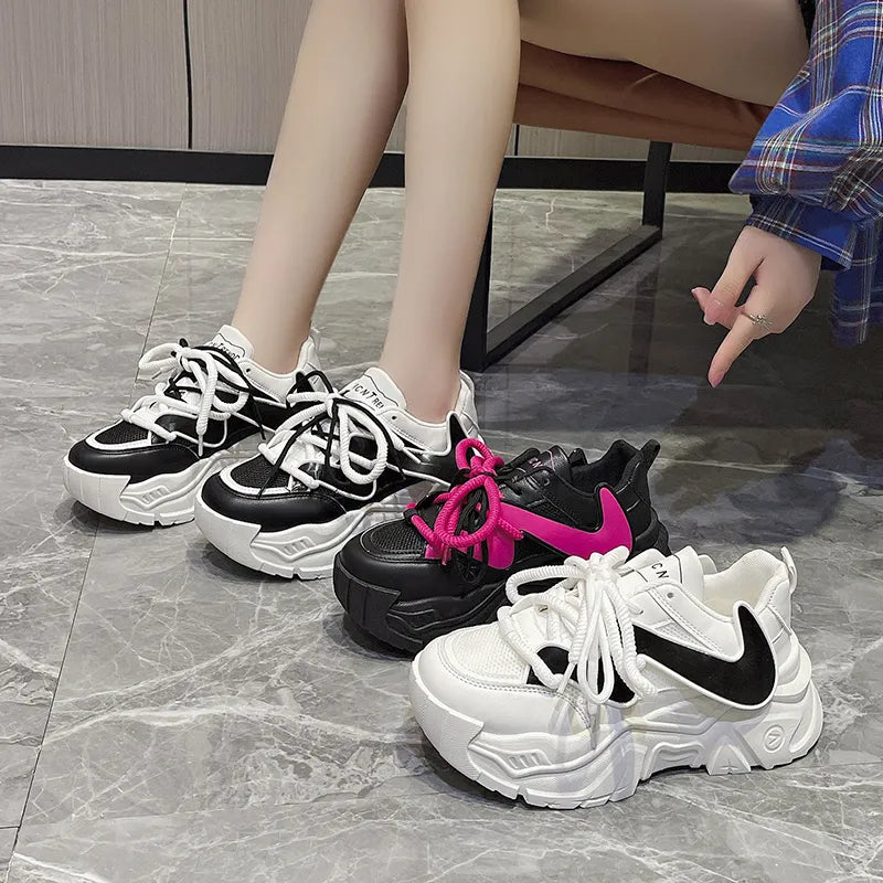 Women Shoes Mesh Breathable Hollow Thick Bottom Sneakers Summer Fashion and Flat Bottom Women's Shoes - WSA50050