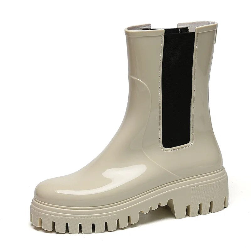 Women Rain Boots Waterproof Rubber Shoes New Arrivals Designer Platform Boots - WRB50153