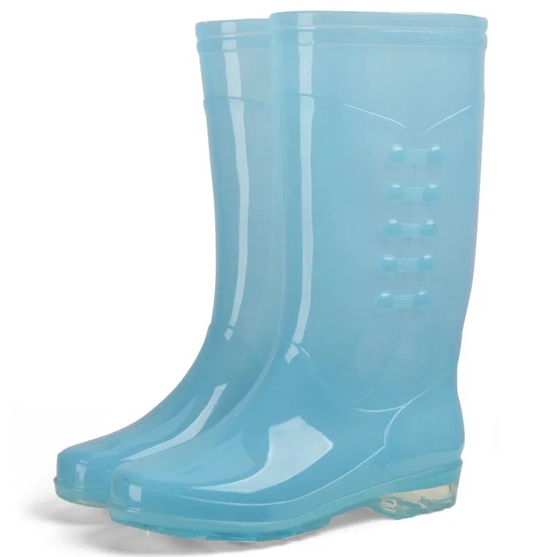 Women Long Rubber Boots Waterproof Candy Rain Boots Kitchen Anti-skid Rubber Shoes - WRB50152