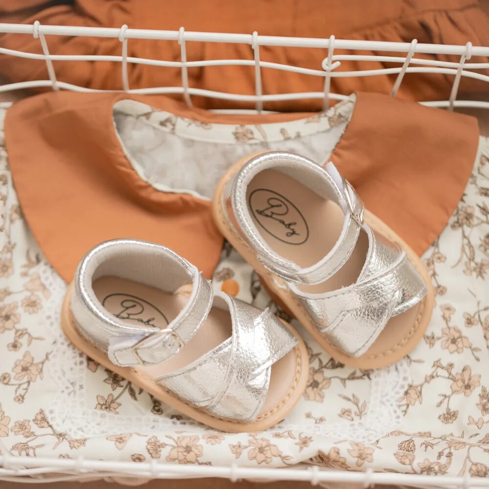 Baby Girl Summer Sandals PU Leather Shoes Baby Rubber Sole Flat Anti-slip Baby Shoes - BGSD50781