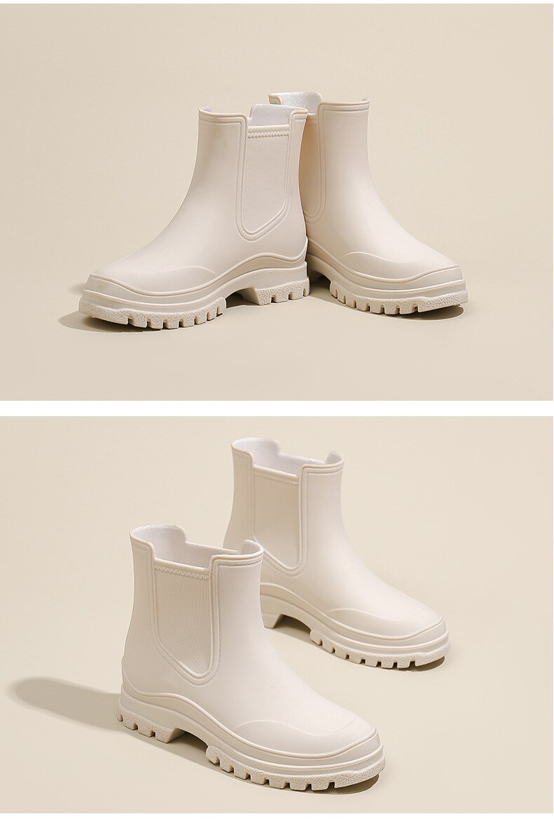 Women Rain Boots Simple Fashion Waterproof Rubber Non-slip Rainshoes - WRB50116