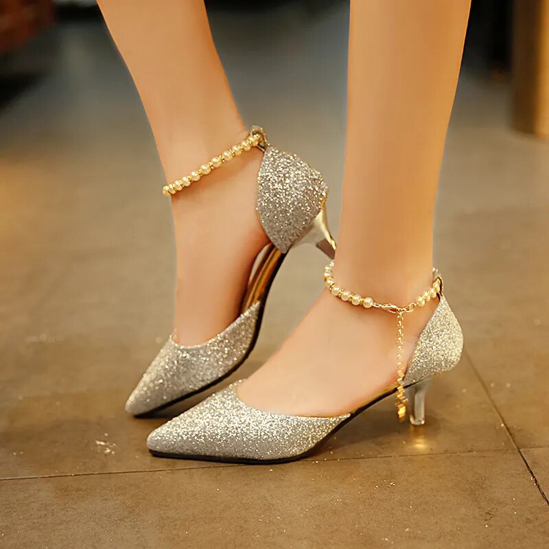Women Trend Pointed Toe Wedding Bride High Heels Shoes Female Party Mules Elegant Women Pumps - WSHP50096