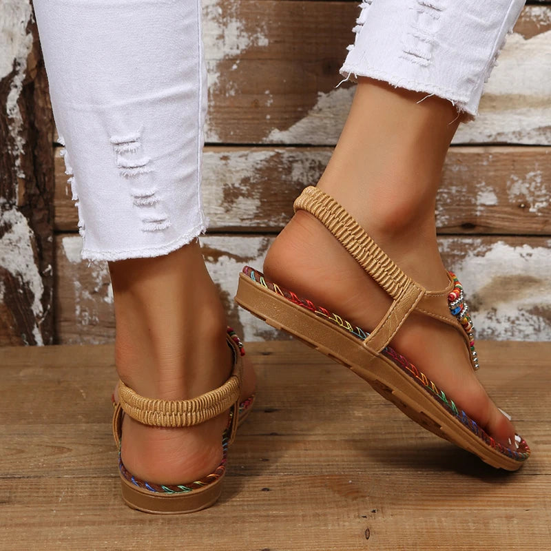 Women Flat Heels Sandals Summer Clip Toe Gladiator Sandals - WSD50238
