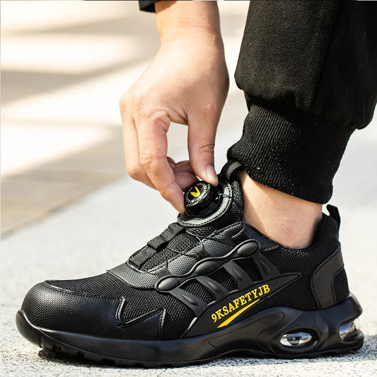 Men High Quality Safety Shoes Rotary Buckle Work Air Cushion Indestructible Sneakers - MS50297