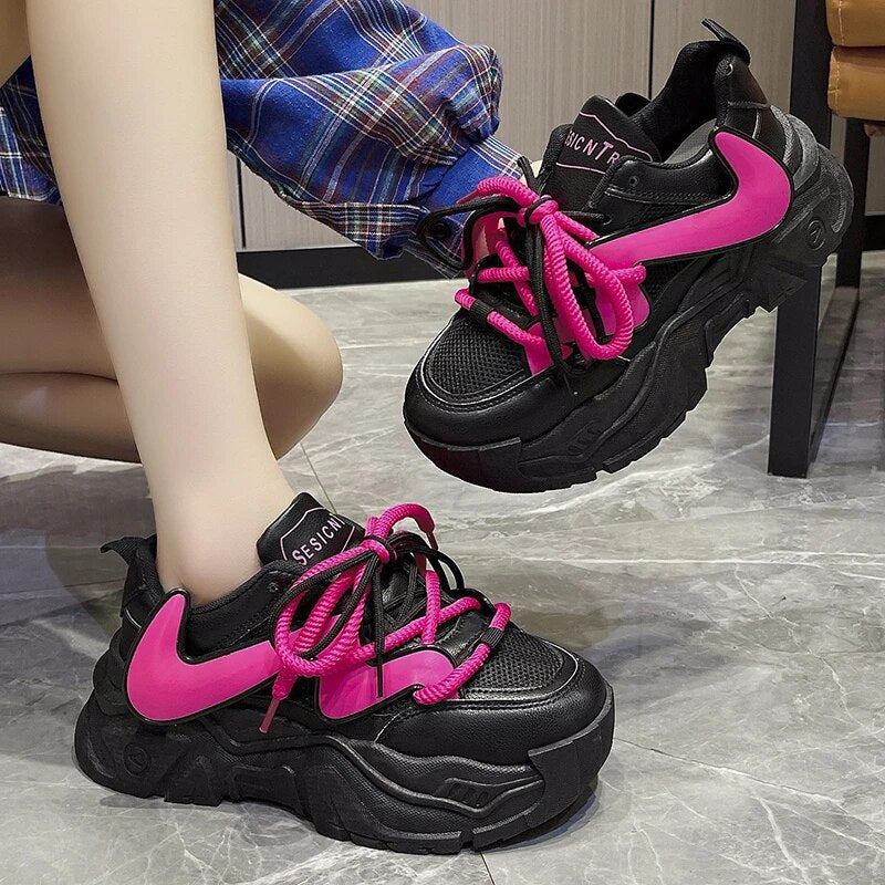 Women Shoes Mesh Breathable Hollow Thick Bottom Sneakers Summer Fashion and Flat Bottom Women's Shoes - WSA50050