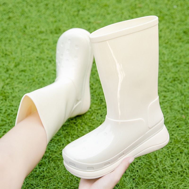 Women Rainboots Outdoor Waterproof Boating Shoes Non-slip Summer Rain Boots - WRB50118