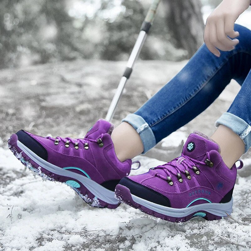 Women Hiking Winter Outdoor Sneakers Snow Boots Plush Mountain Snowboots Outdoor Tourism Jogging Shoes - WHS50192