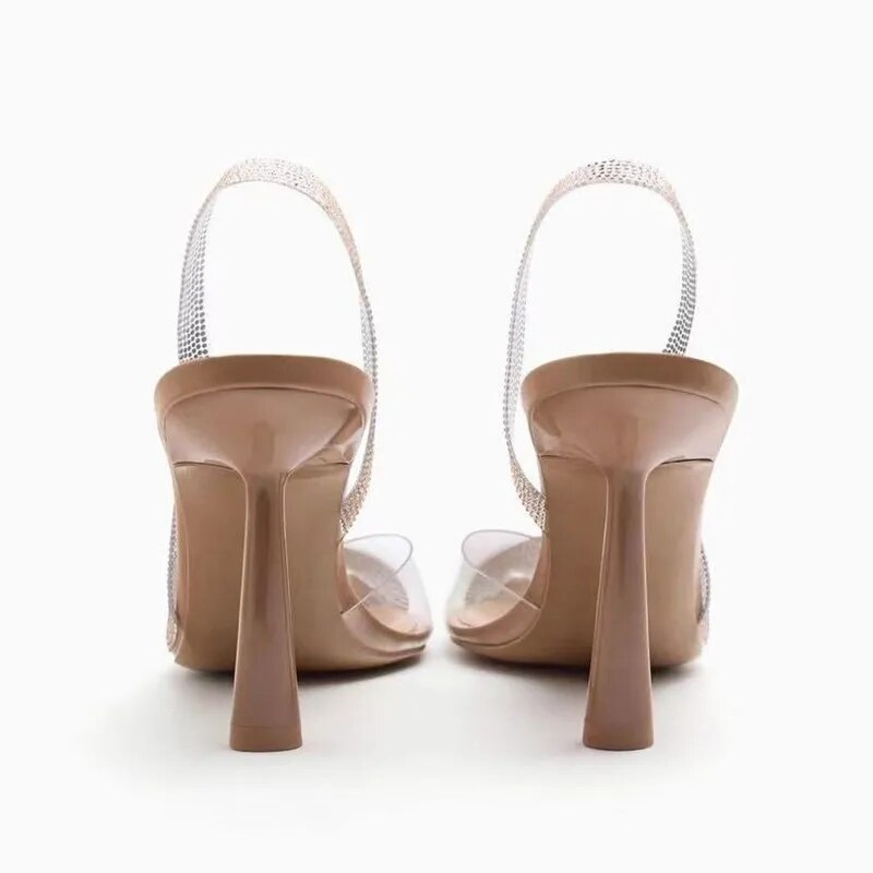 Women Fashion Pointed Shiny Diamond Decoration Women Sandals Summer Slingback High Heels - WSHP50068
