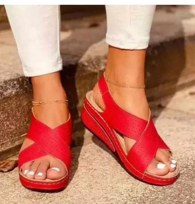 Women Peep Toe Shoes Woman Retro Thick bottom Sandals Platform Comfortable Sandals - WSD50215
