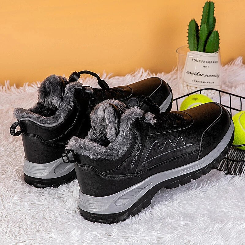 Women Winter Hiking Shoes Plush Platform Sneakers Nonslip Comfortable Lace Up Sports Shoes - WHS50195