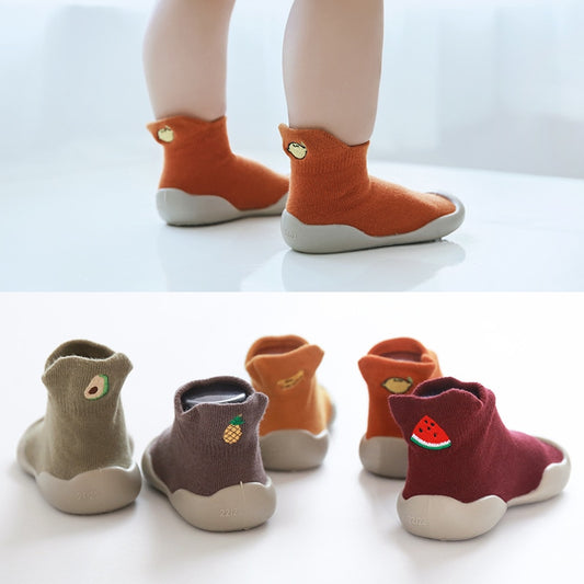 Newborn Baby Girl Shoes Embroidery Pattern Nonslip Floor Socks Kids Girls Soft Rubber Shoes - TGSH50687