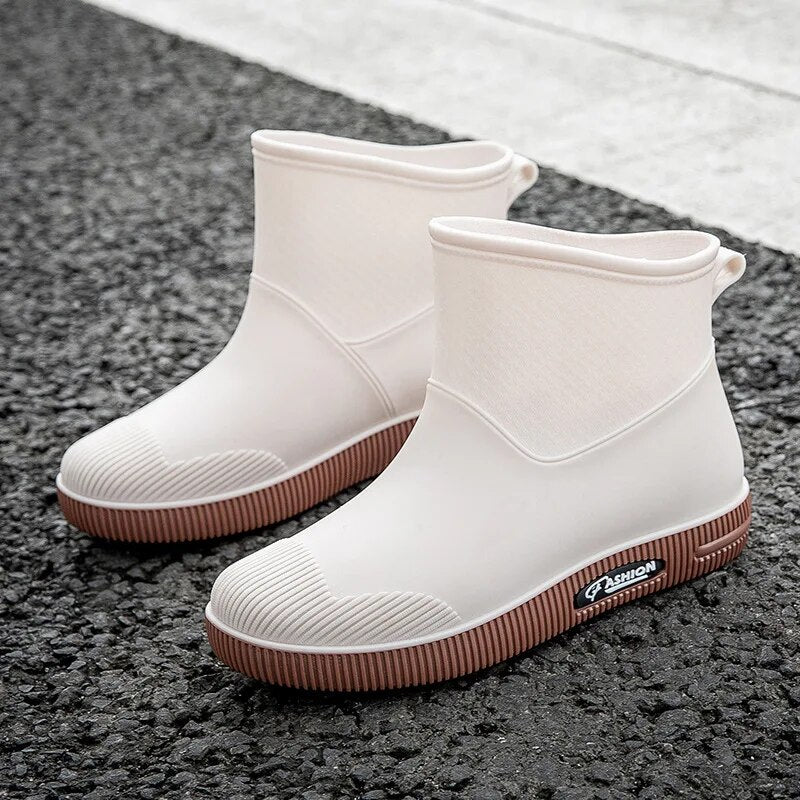 Women Rain Boots Ankle Rubber Waterproof Galoshes Work Safety Garden Shoes - WRB50150