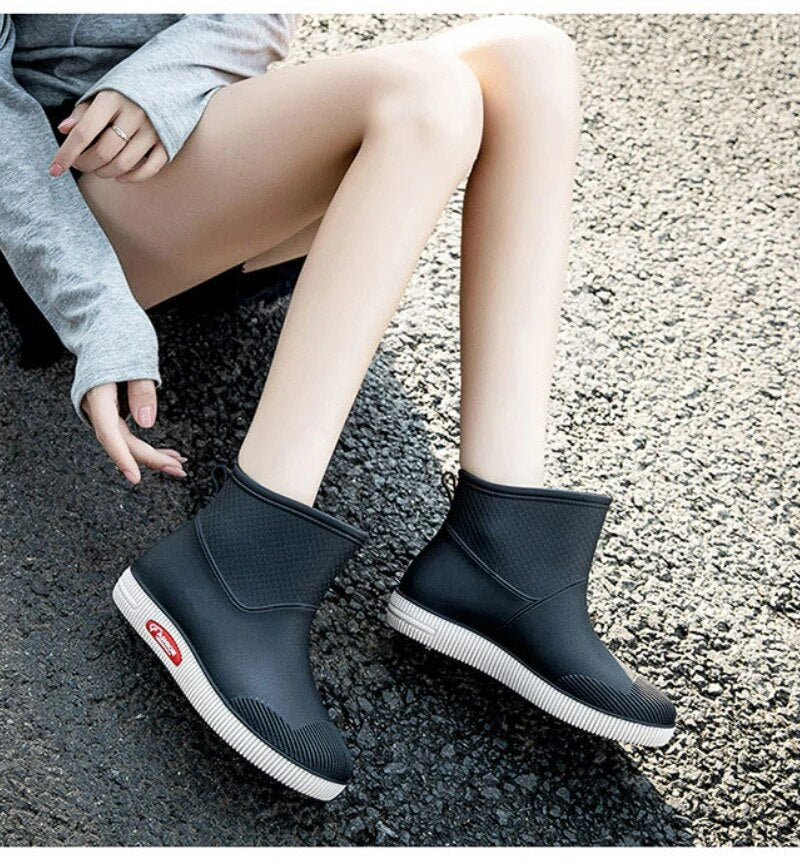 Women Rain Boots Ankle Rubber Waterproof Galoshes Work Safety Garden Shoes - WRB50150