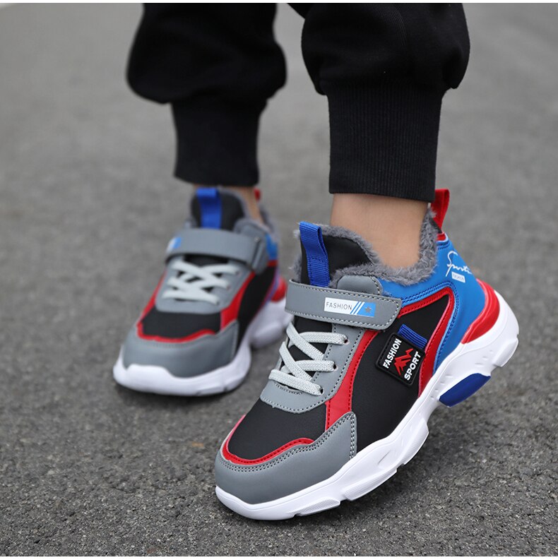 Kids Snow Warm Sports Running Child Shoes for Boys Sneakers Fashion Casual Leather Shoes - YBSD50468