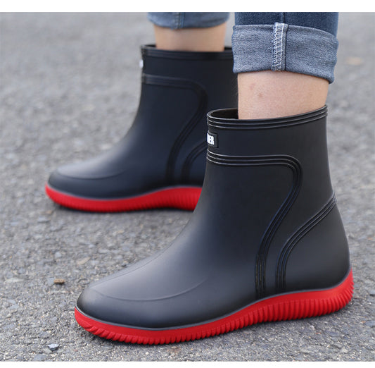 New Style Rain Boots For Men And Women, Mid-Calf Rain Boots, Non-Slip, Waterproof, Cotton Warm, Removable And Comfortable Rubber Shoes