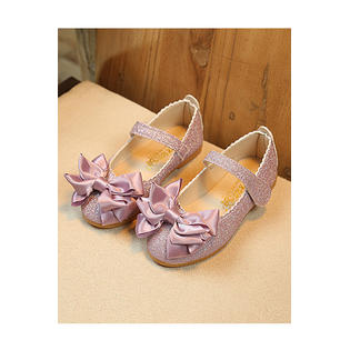 Toddler Baby Girl Bow Surface Sequins PU Leather Shoes - TGSD79063