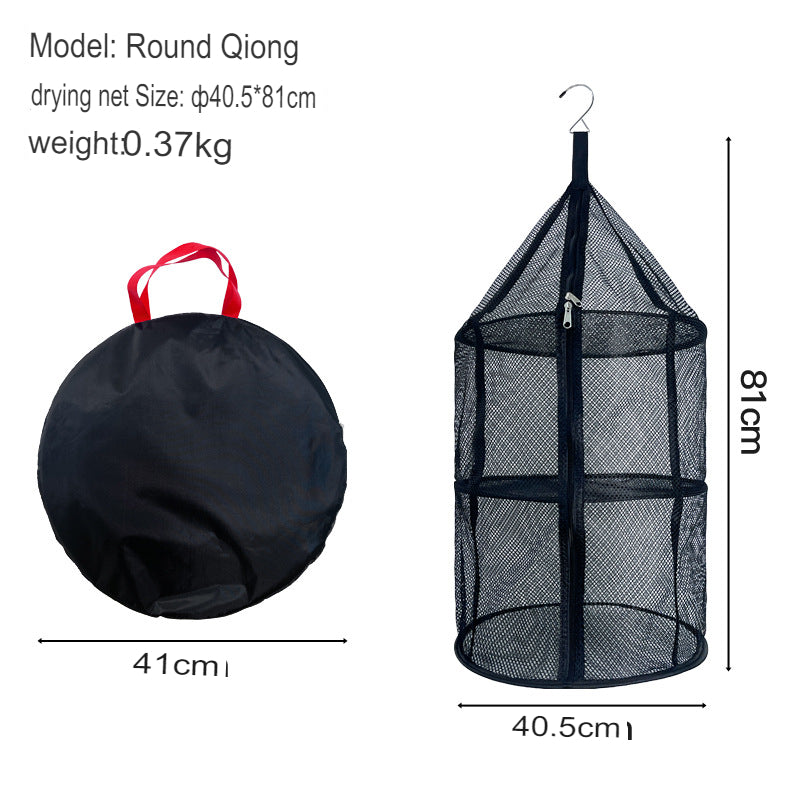 Outdoor Three-Layer Drying Net, Large Round Folding Fabric Storage Net Bag, Household Drying Net, Fish, Fruit And Vegetable Drying Rack